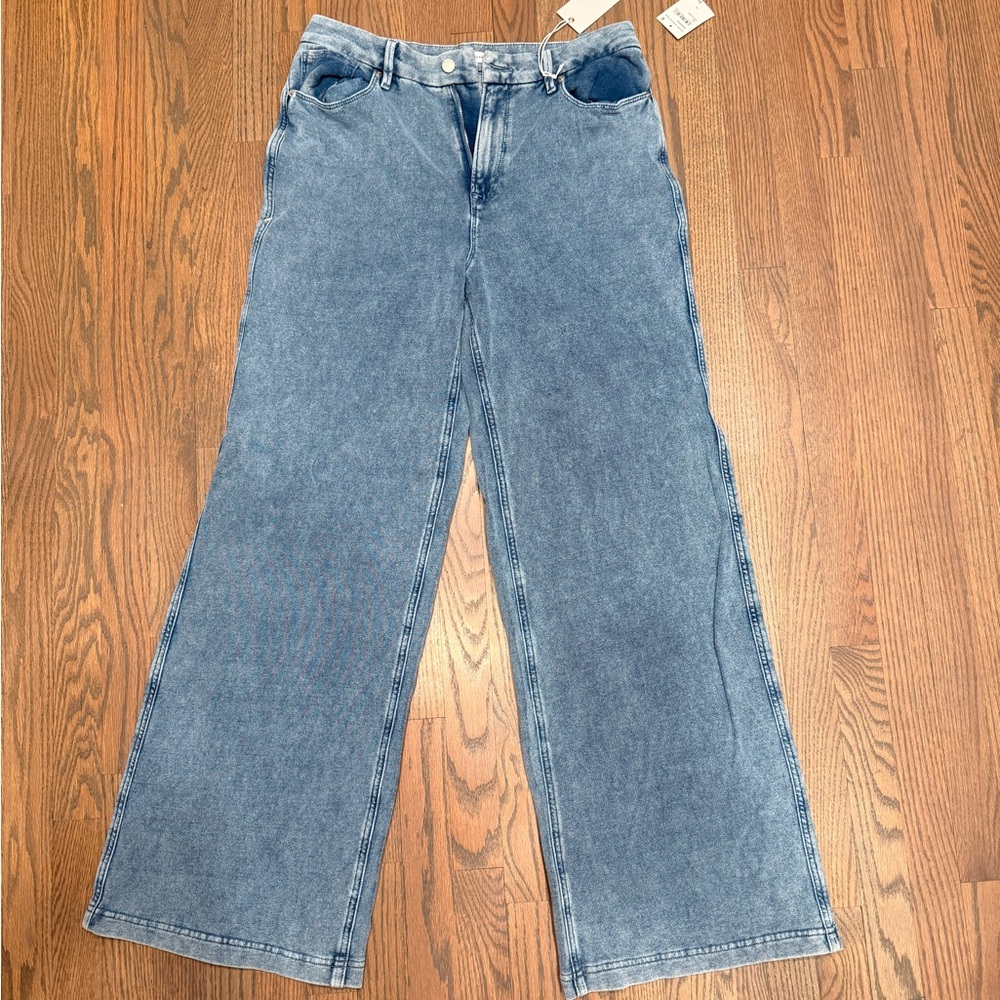 Good American Denim Blue Wide Leg Jeans